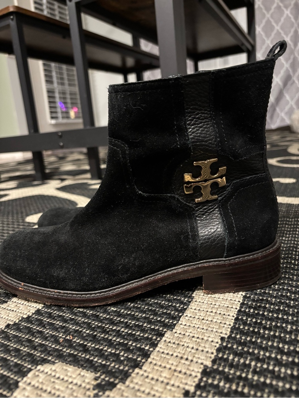 Tory Burch Black Suede and Leather Alaina boots 7.5